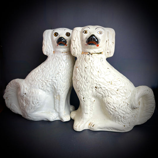 Pair of large antique Staffordshire Spaniels