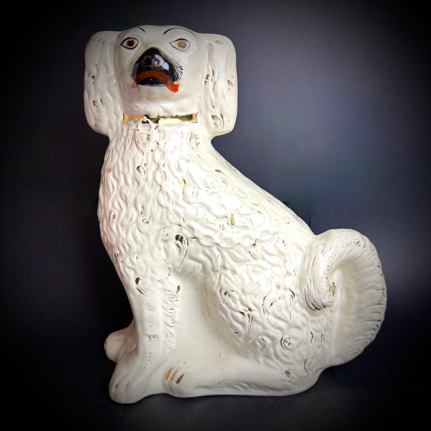 Pair of large antique Staffordshire Spaniels