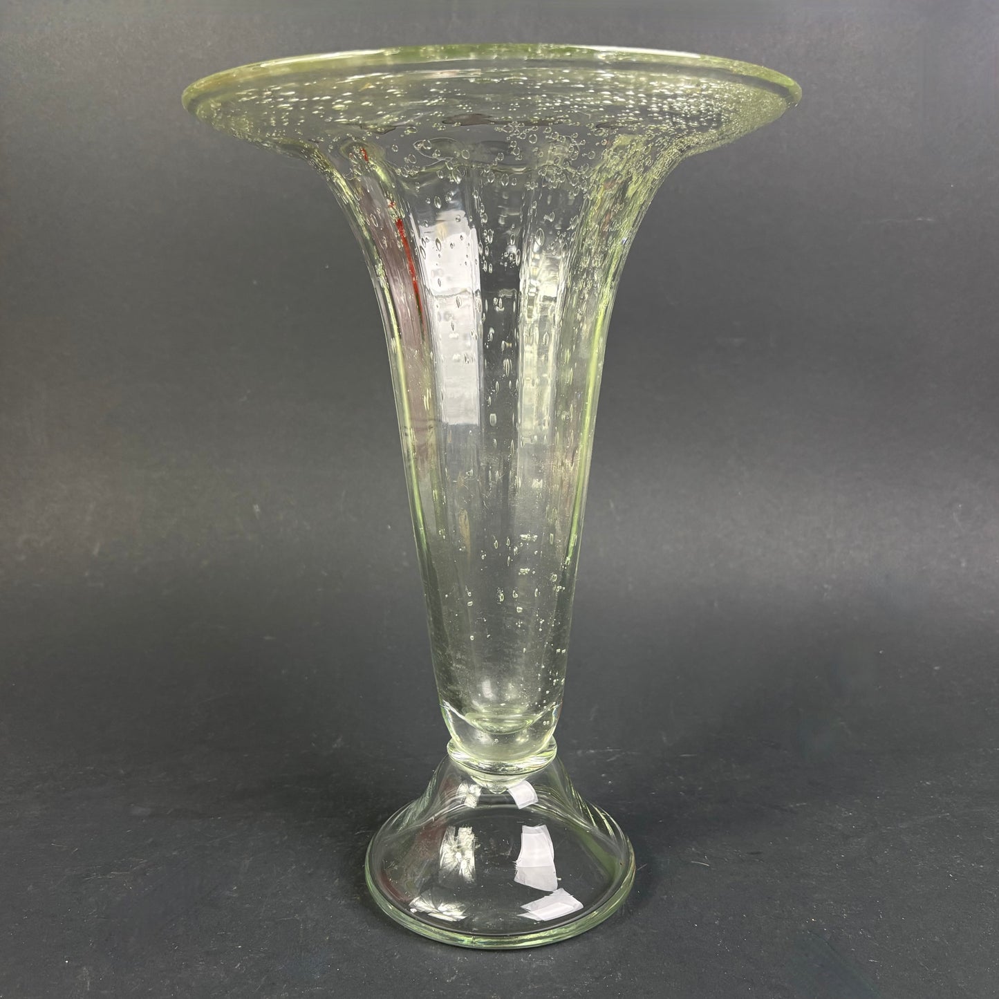 Vintage Hand-Blown Bubble Glass Trumpet Vase – 30cm