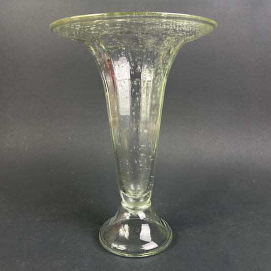 Vintage Hand-Blown Bubble Glass Trumpet Vase – 30cm