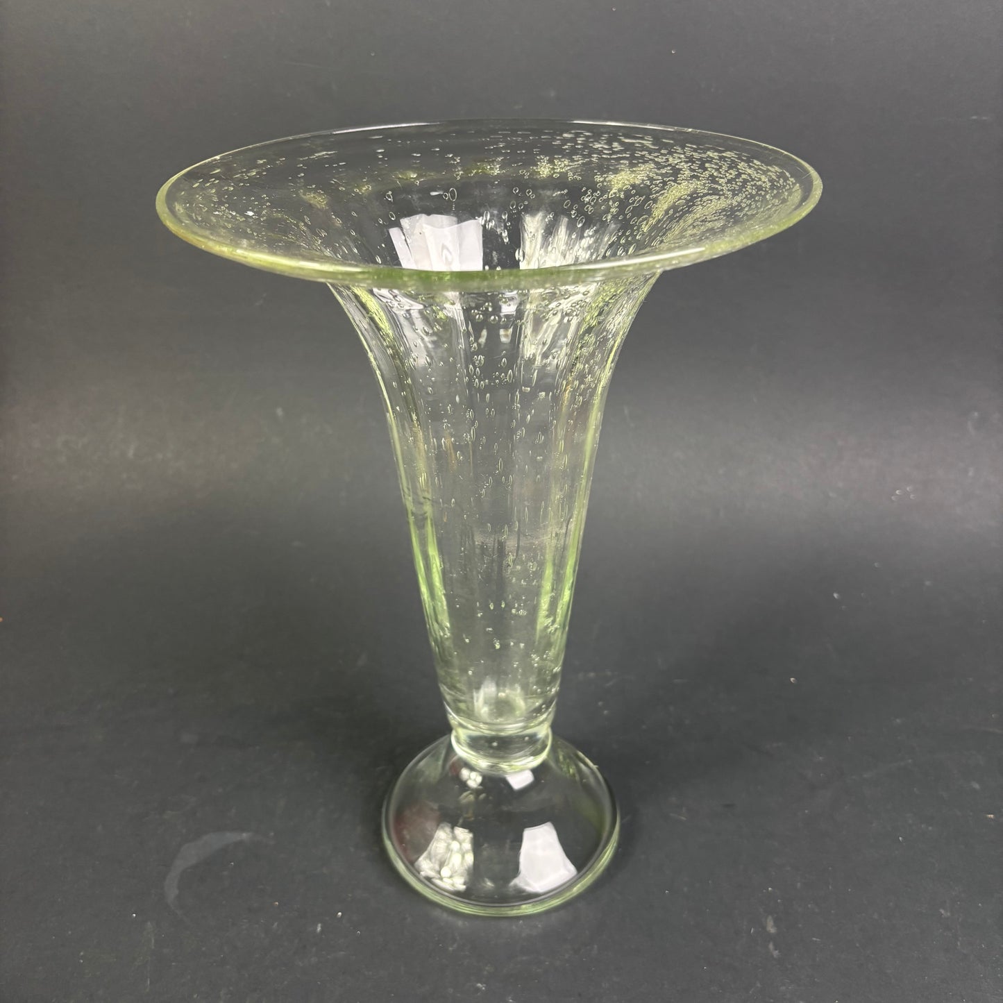 Vintage Hand-Blown Bubble Glass Trumpet Vase – 30cm