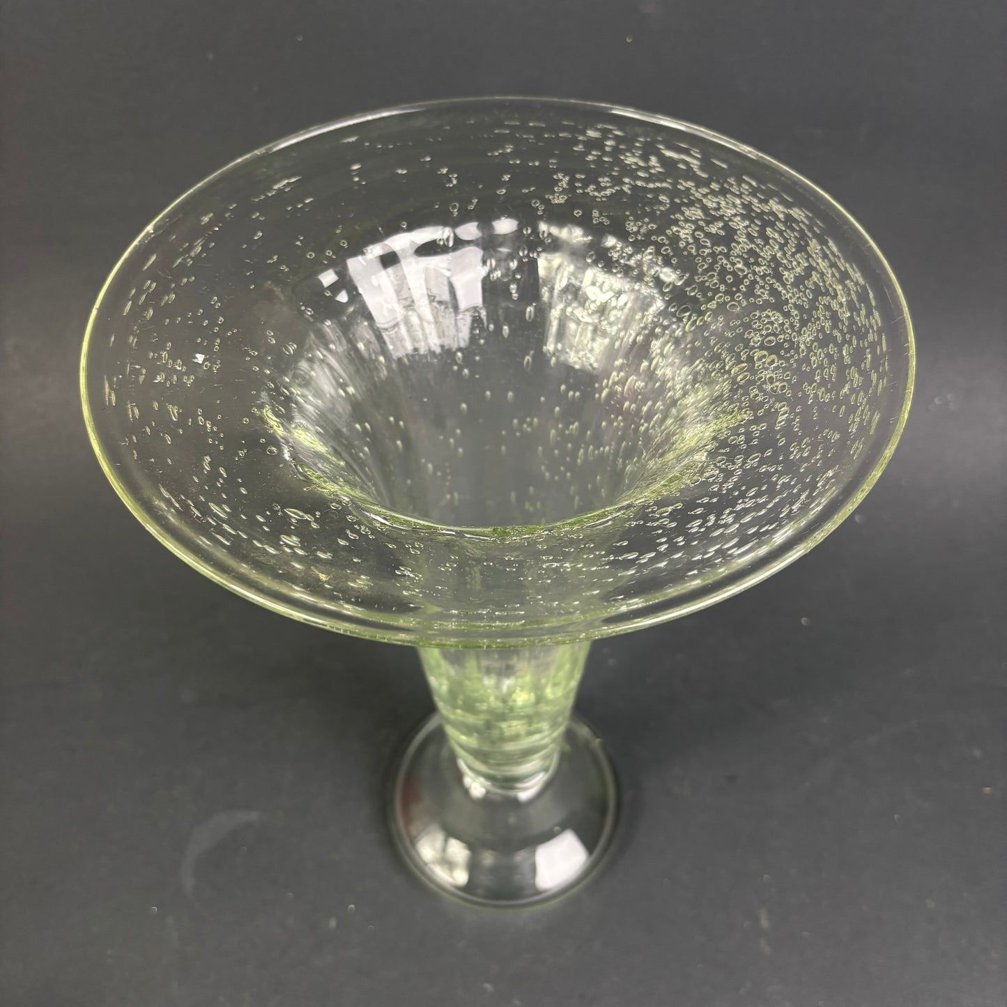 Vintage Hand-Blown Bubble Glass Trumpet Vase – 30cm