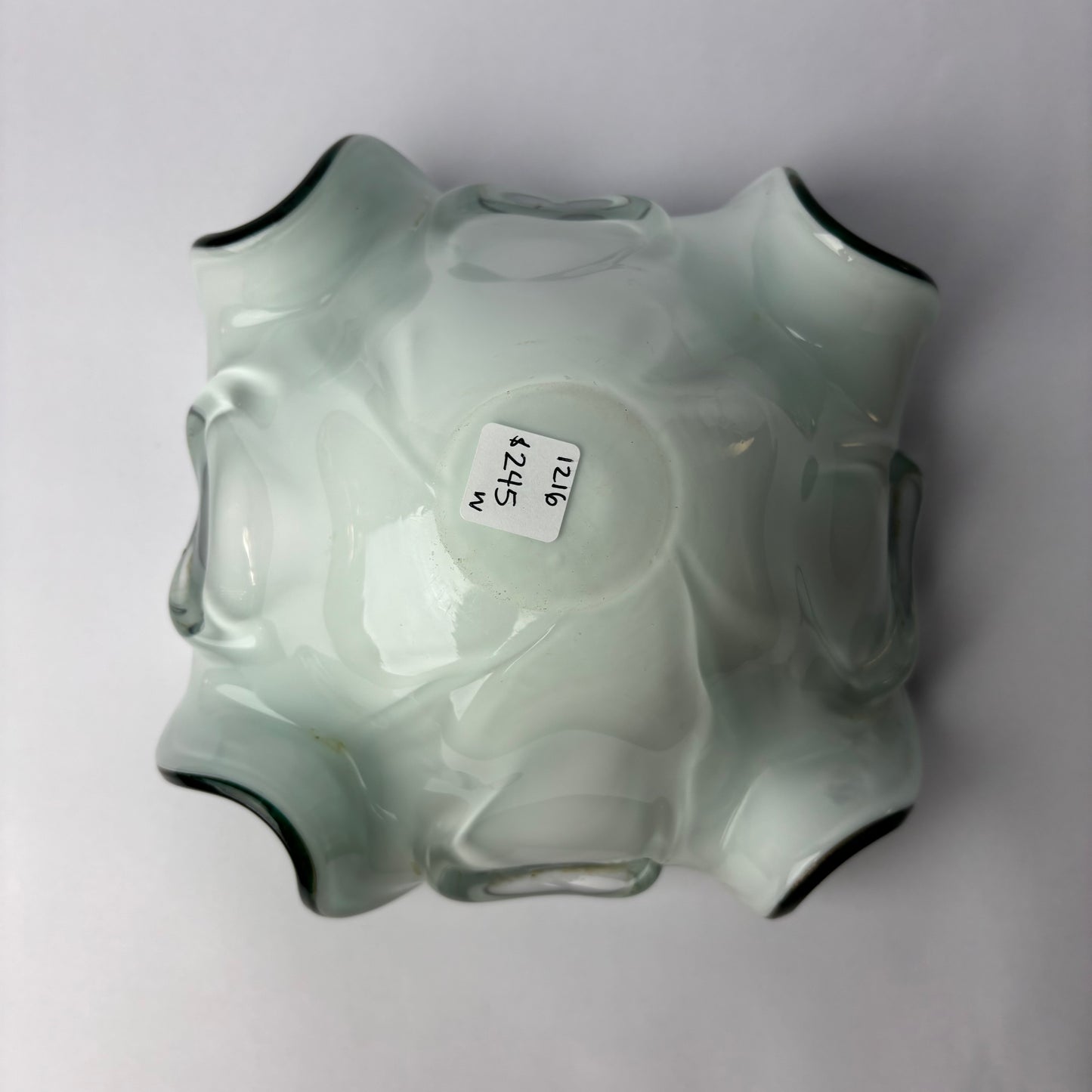 Large Murano Art Glass Centre Bowl with Aventurine – Emerald & Lattimo, c.1970s