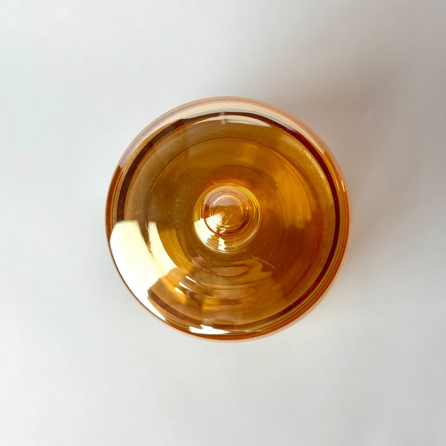 Marigold Glass Lidded Canister / Cookie Jar with Etched Floral Design (Unmarked)