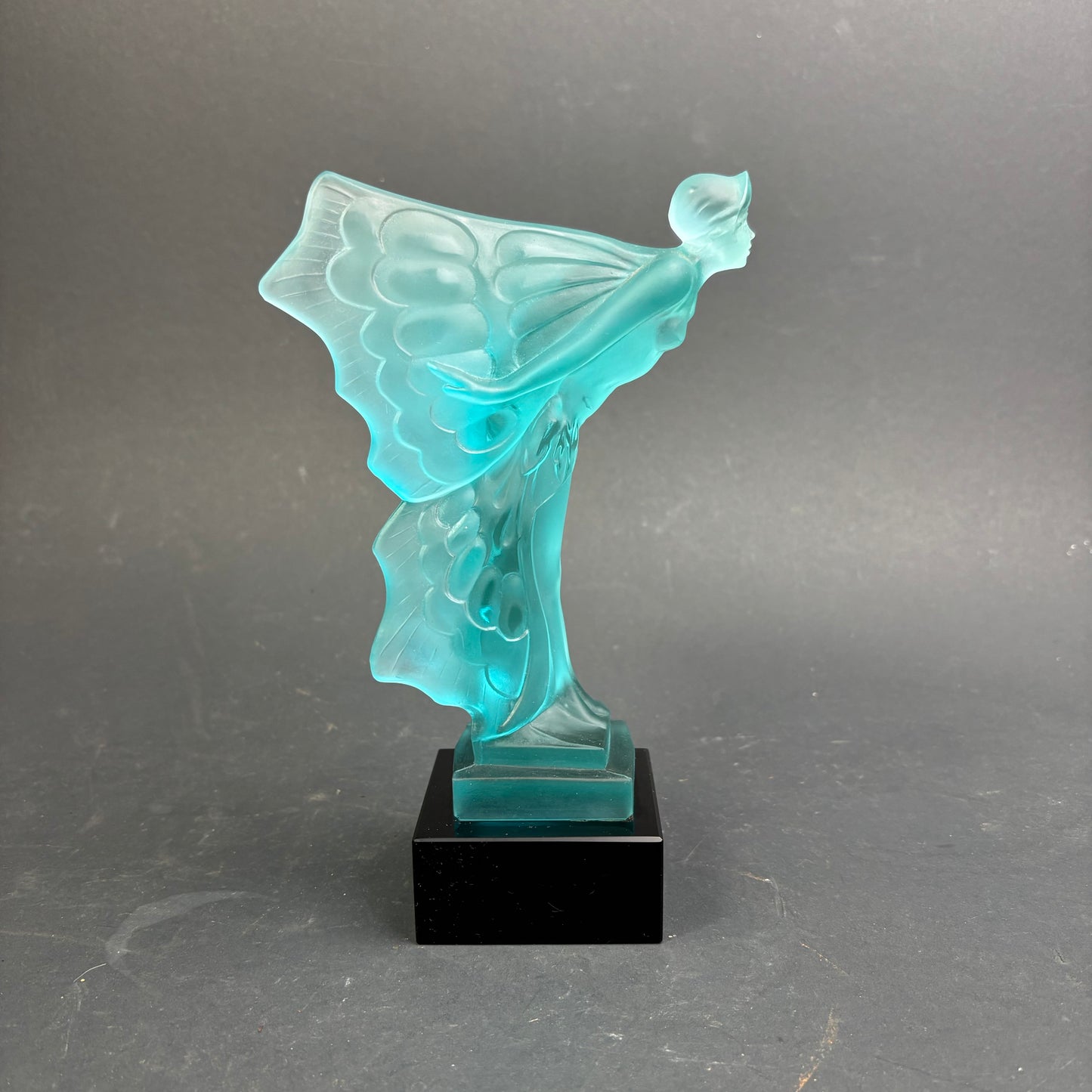 Vintage Art Deco Style Blue Opalescent Uranium Glass Fairy Sculpture