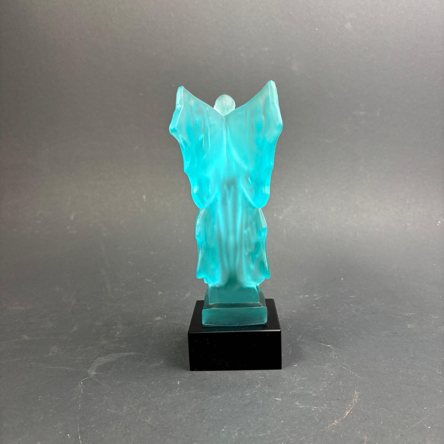 Vintage Art Deco Style Blue Opalescent Uranium Glass Fairy Sculpture