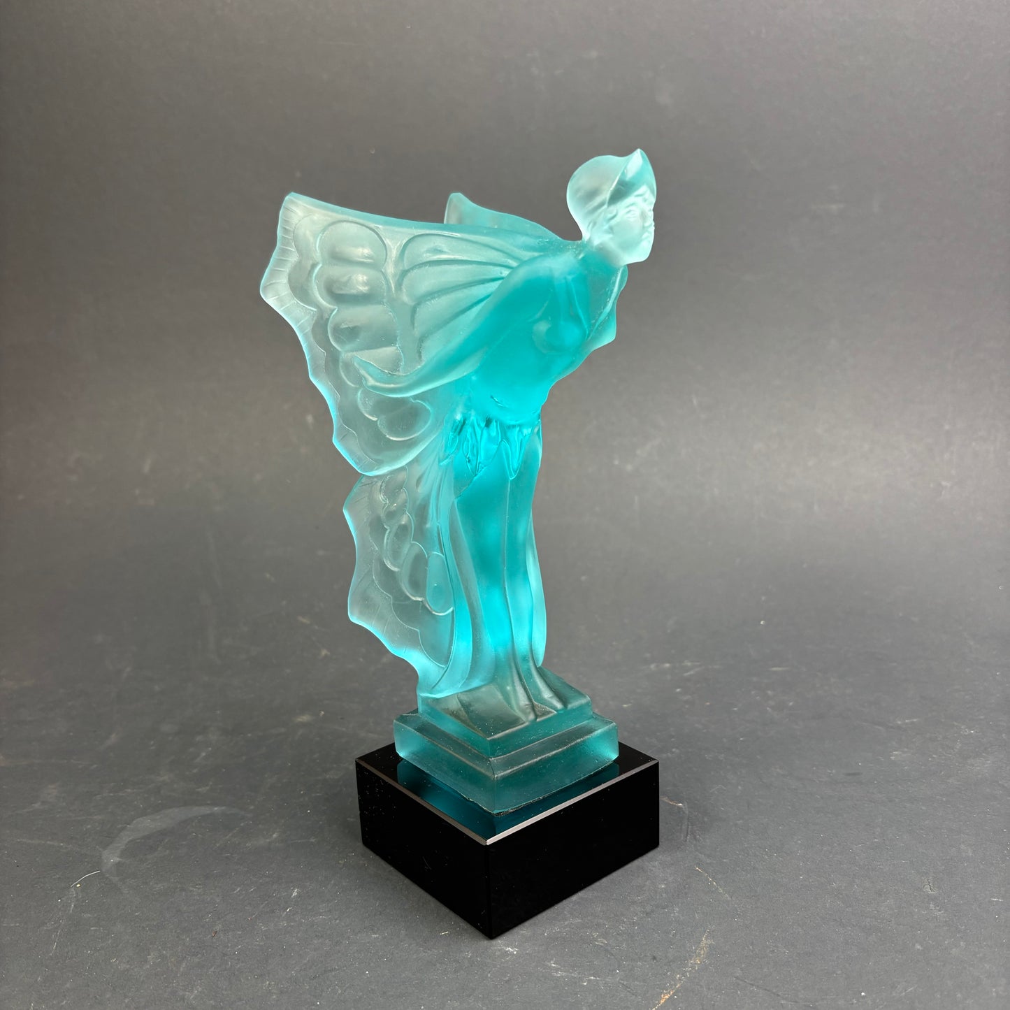 Vintage Art Deco Style Blue Opalescent Uranium Glass Fairy Sculpture