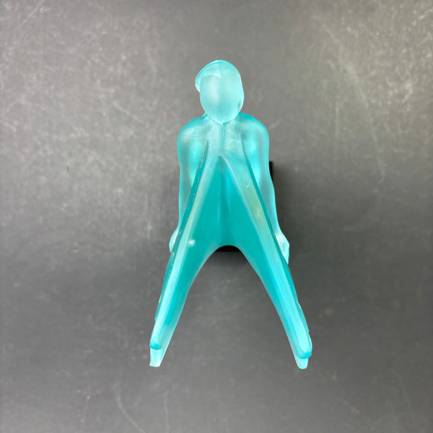 Vintage Art Deco Style Blue Opalescent Uranium Glass Fairy Sculpture