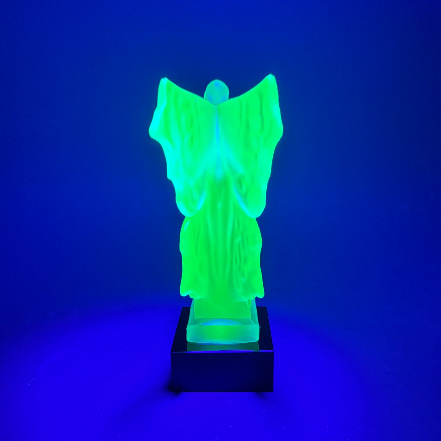 Vintage Art Deco Style Blue Opalescent Uranium Glass Fairy Sculpture