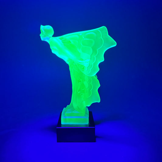 Vintage Art Deco Style Blue Opalescent Uranium Glass Fairy Sculpture