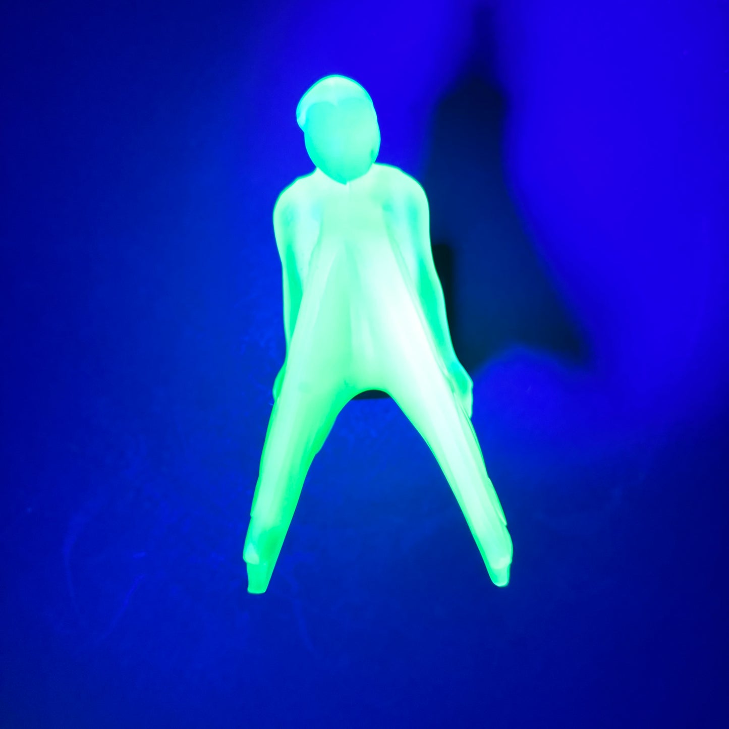 Vintage Art Deco Style Blue Opalescent Uranium Glass Fairy Sculpture