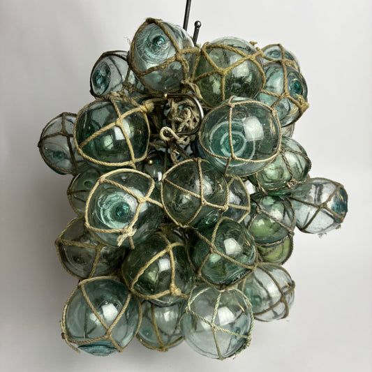 Vintage Japanese Glass Fishing Float Cluster – Hand Blown Nautical Net Floats