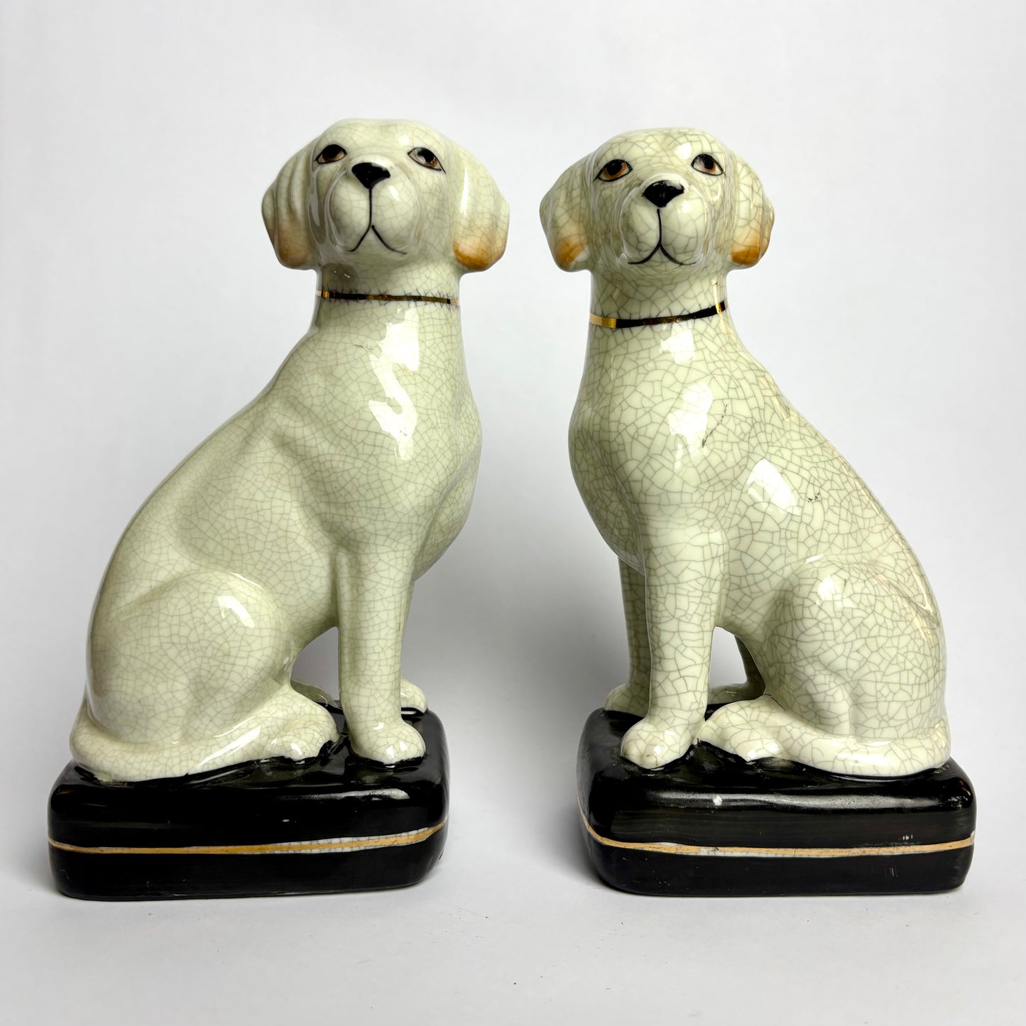 Pair of Crackle Glaze Dog Figurines