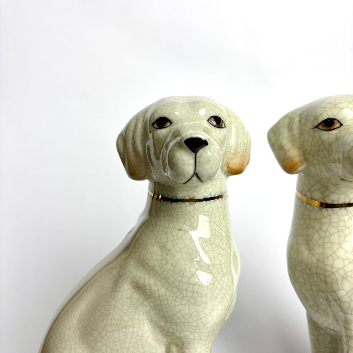 Pair of Crackle Glaze Dog Figurines