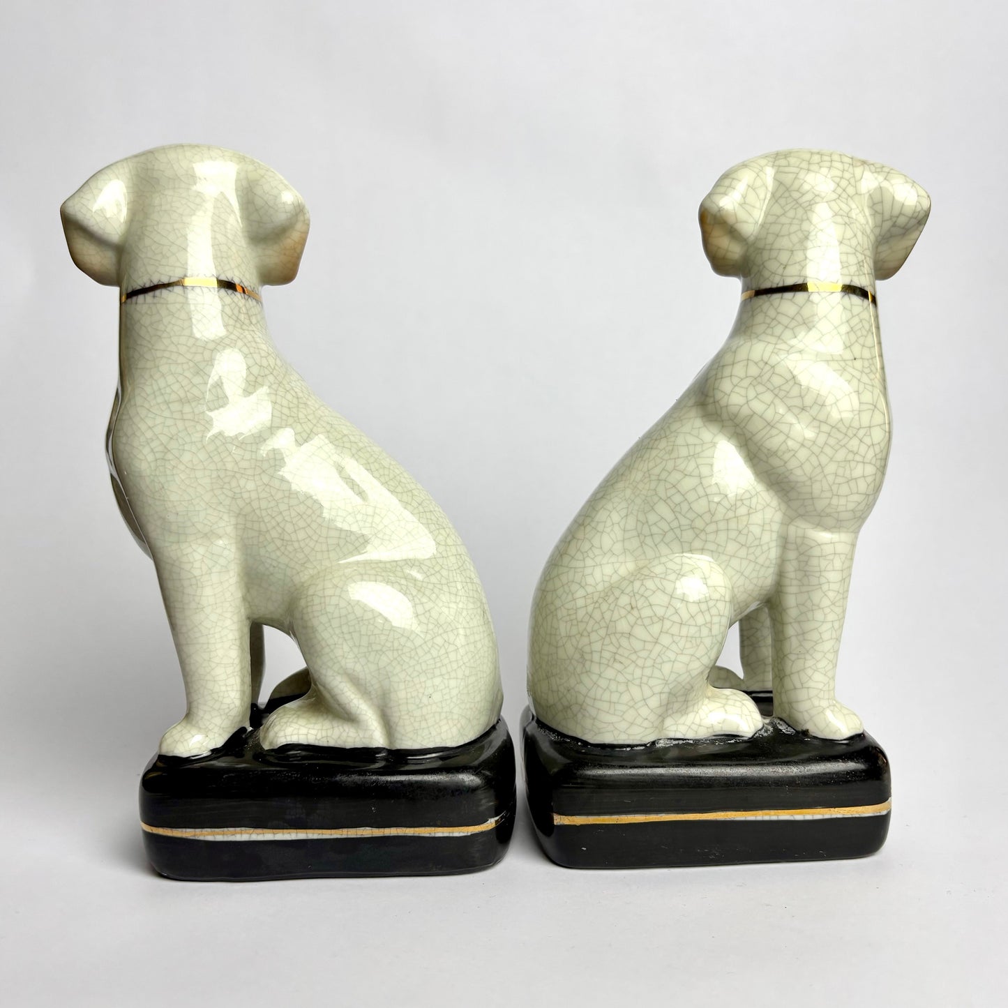 Pair of Crackle Glaze Dog Figurines