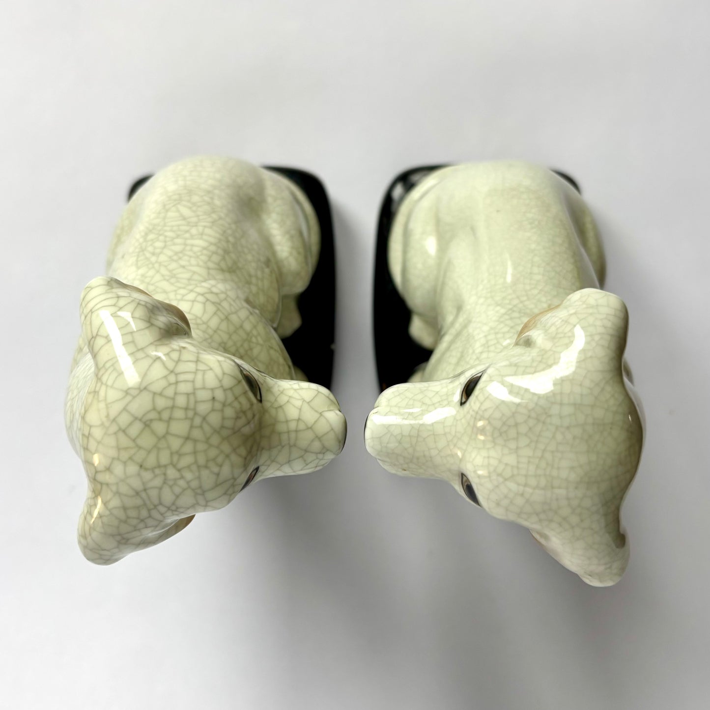 Pair of Crackle Glaze Dog Figurines