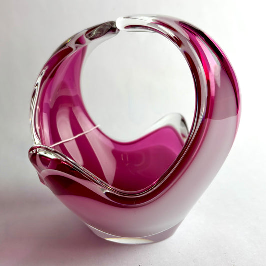 1992 V. Nason & C. Murano Sommerso Glass Basket – Pink