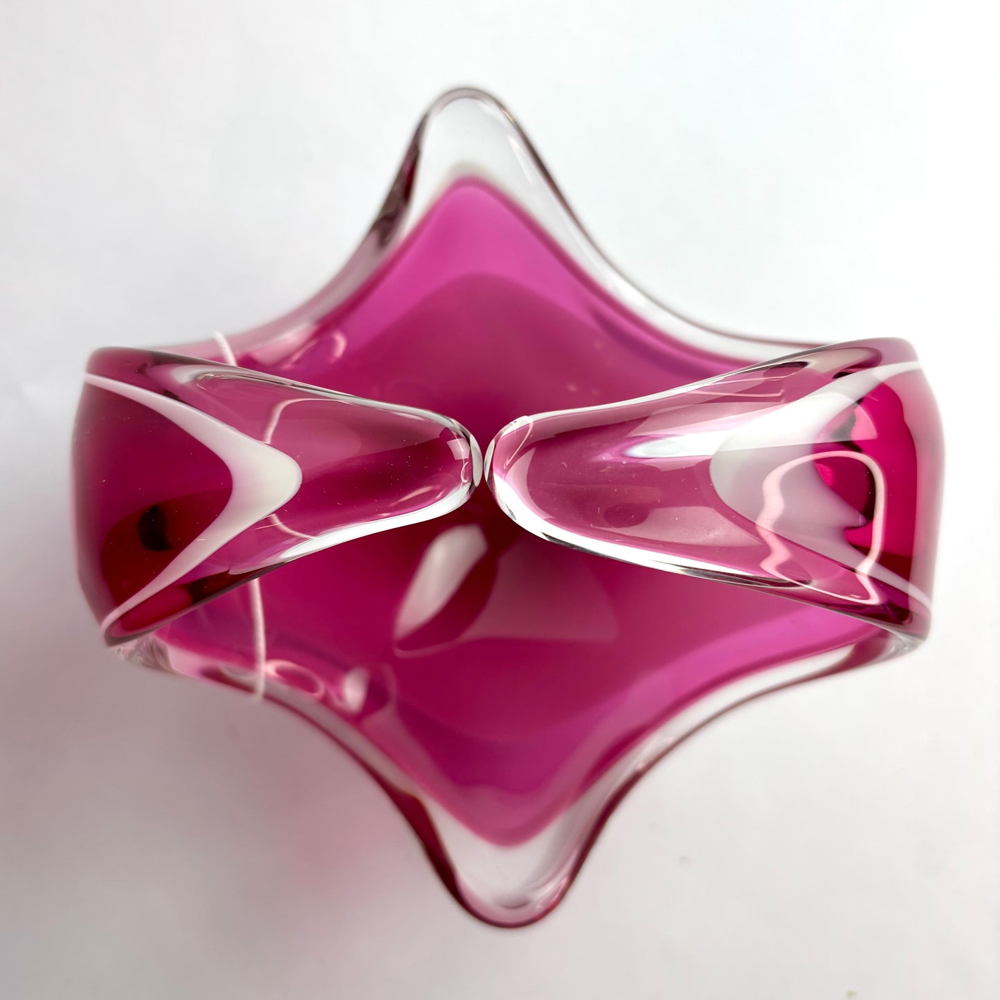 1992 V. Nason & C. Murano Sommerso Glass Basket – Pink