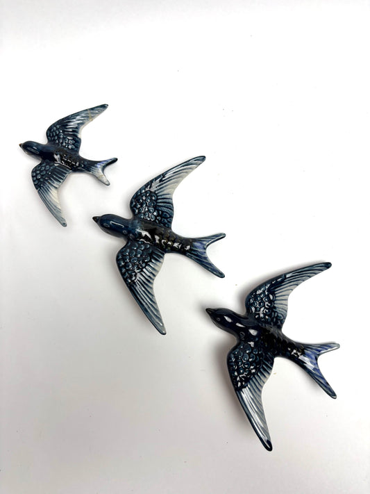 Blue sparrow wall birds, smallest is repaired