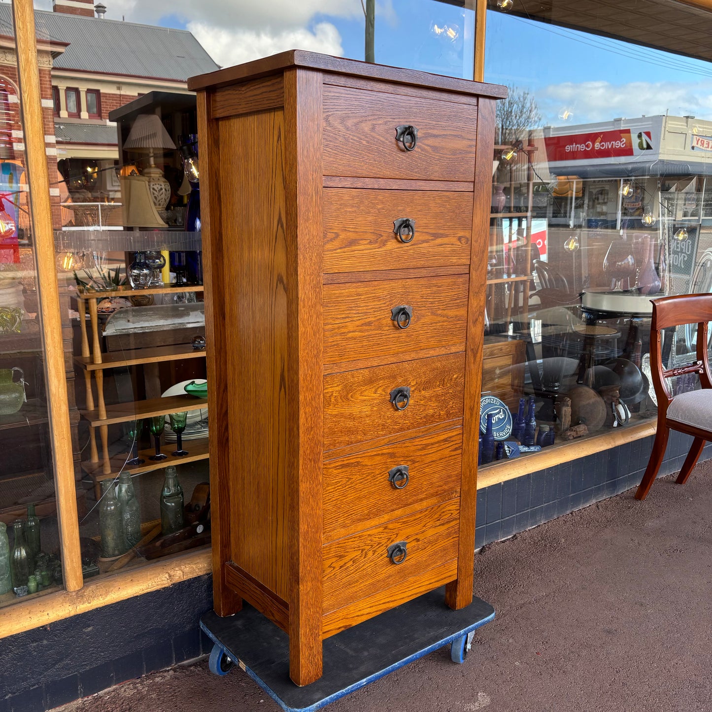Solid Oak Six-Drawer Tallboy
