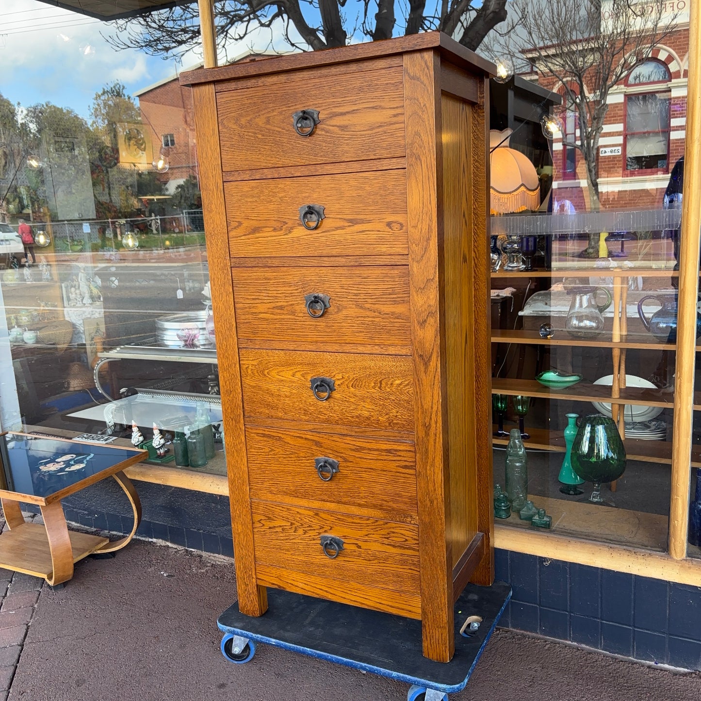Solid Oak Six-Drawer Tallboy