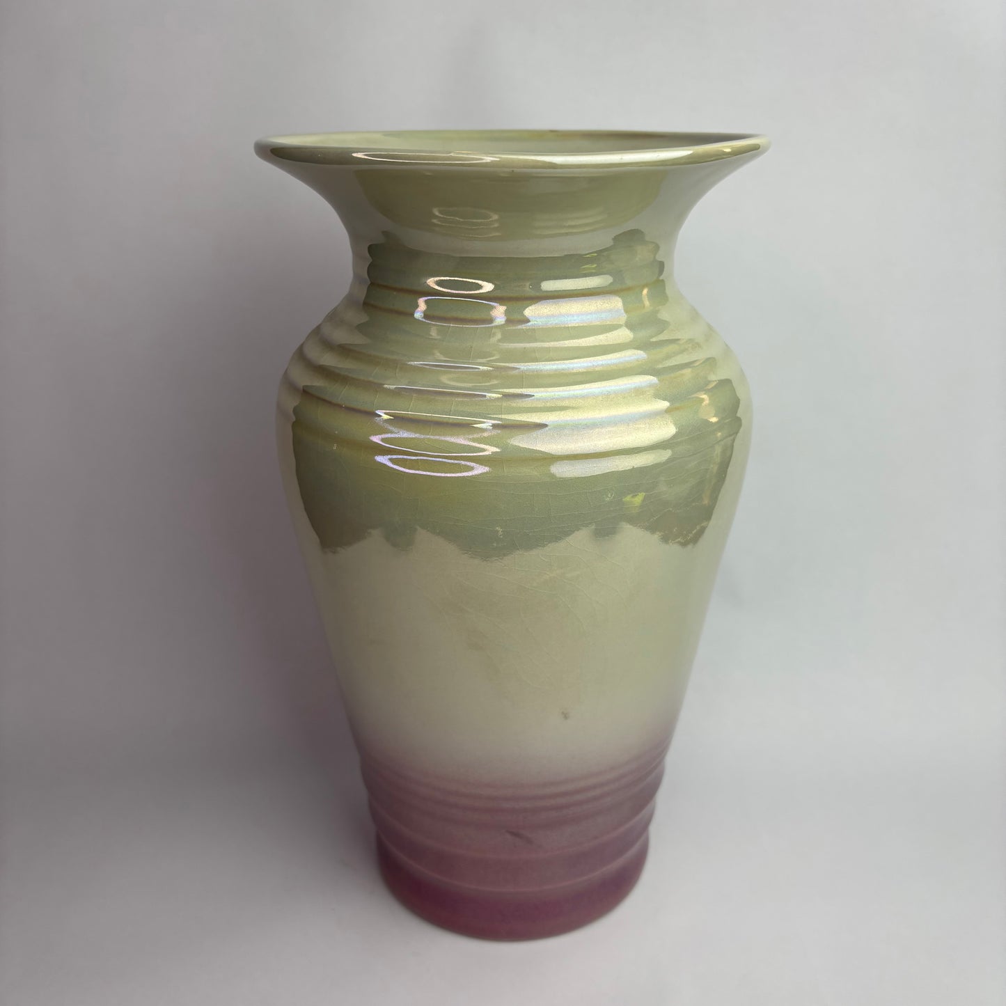 Wembley Ware Lustre Vase – 28cm – Celadon & Mauve – Western Australia
