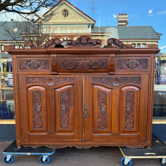Australian Blackwood Carved Sideboard with Gallery Back c.1900