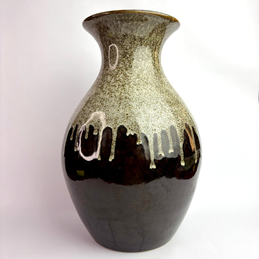 Höf Pottery Large Bottle Vase – 33cm – Olive & Chocolate Glaze – WA Studio Ceramic