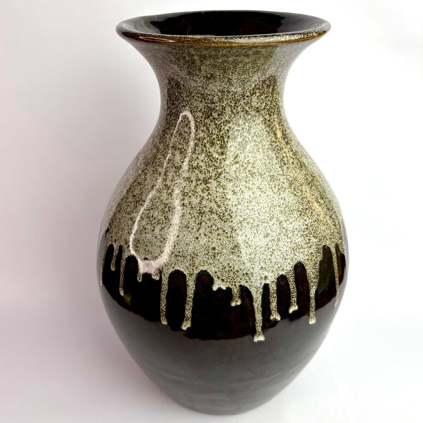 Höf Pottery Large Bottle Vase – 33cm – Olive & Chocolate Glaze – WA Studio Ceramic