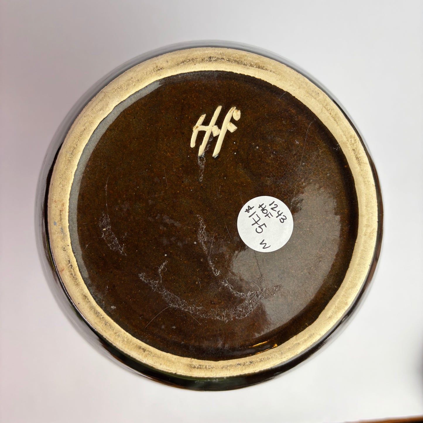 Höf Pottery Large Bottle Vase – 33cm – Olive & Chocolate Glaze – WA Studio Ceramic