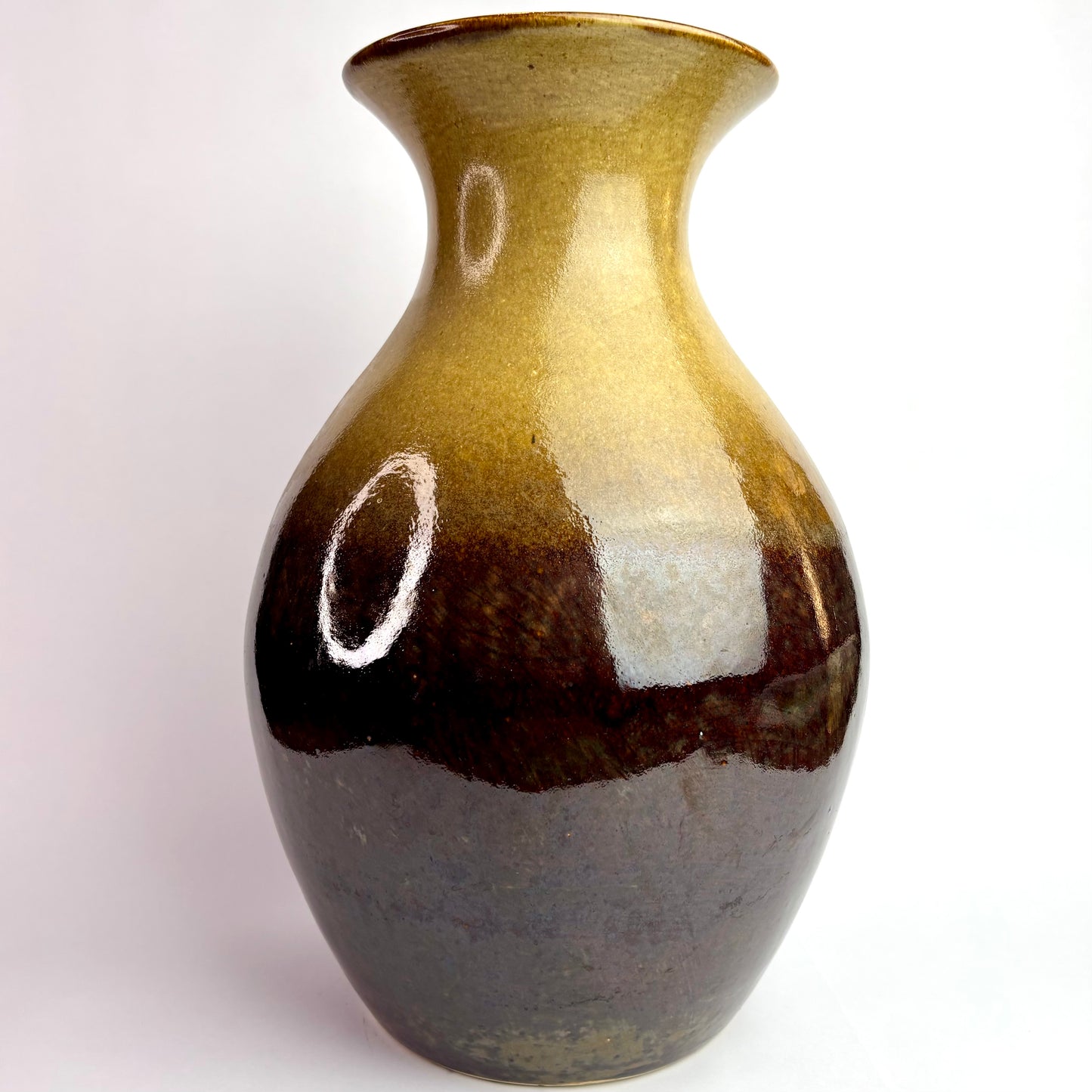 Höf Pottery Large Vase – 33cm – Honey & Iron Glaze – Western Australia Studio Ceramic