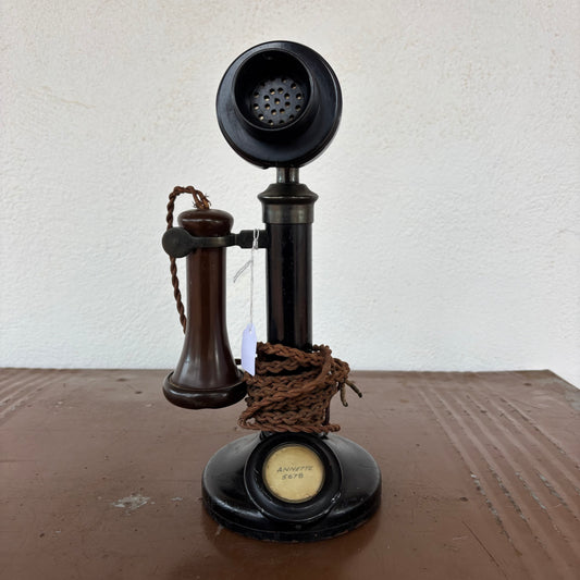 Antique Candlestick Telephone with Bakelite Receiver c1905–1925