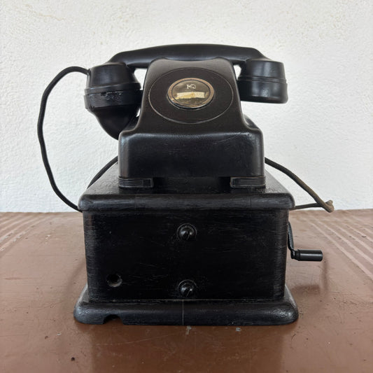 Antique Kellogg Local Battery Magneto Telephone on Original Wooden Generator Box c1930s