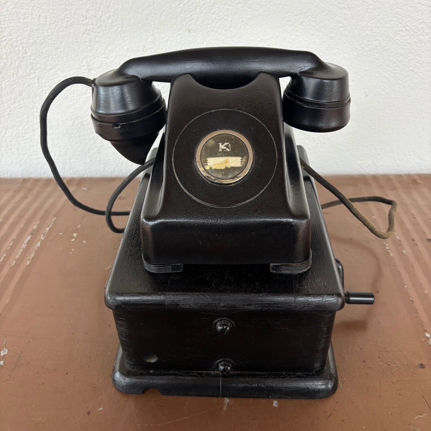 Antique Kellogg Local Battery Magneto Telephone on Original Wooden Generator Box c1930s