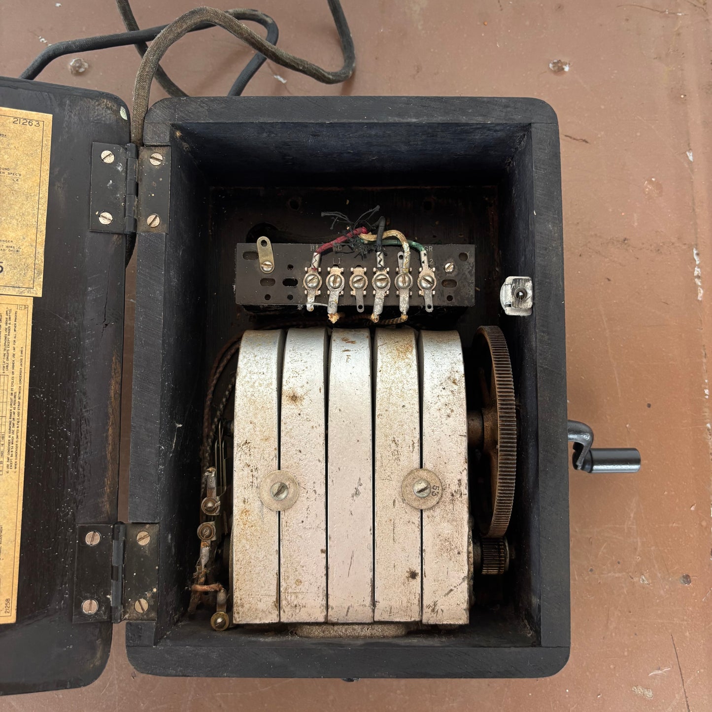 Antique Kellogg Local Battery Magneto Telephone on Original Wooden Generator Box c1930s