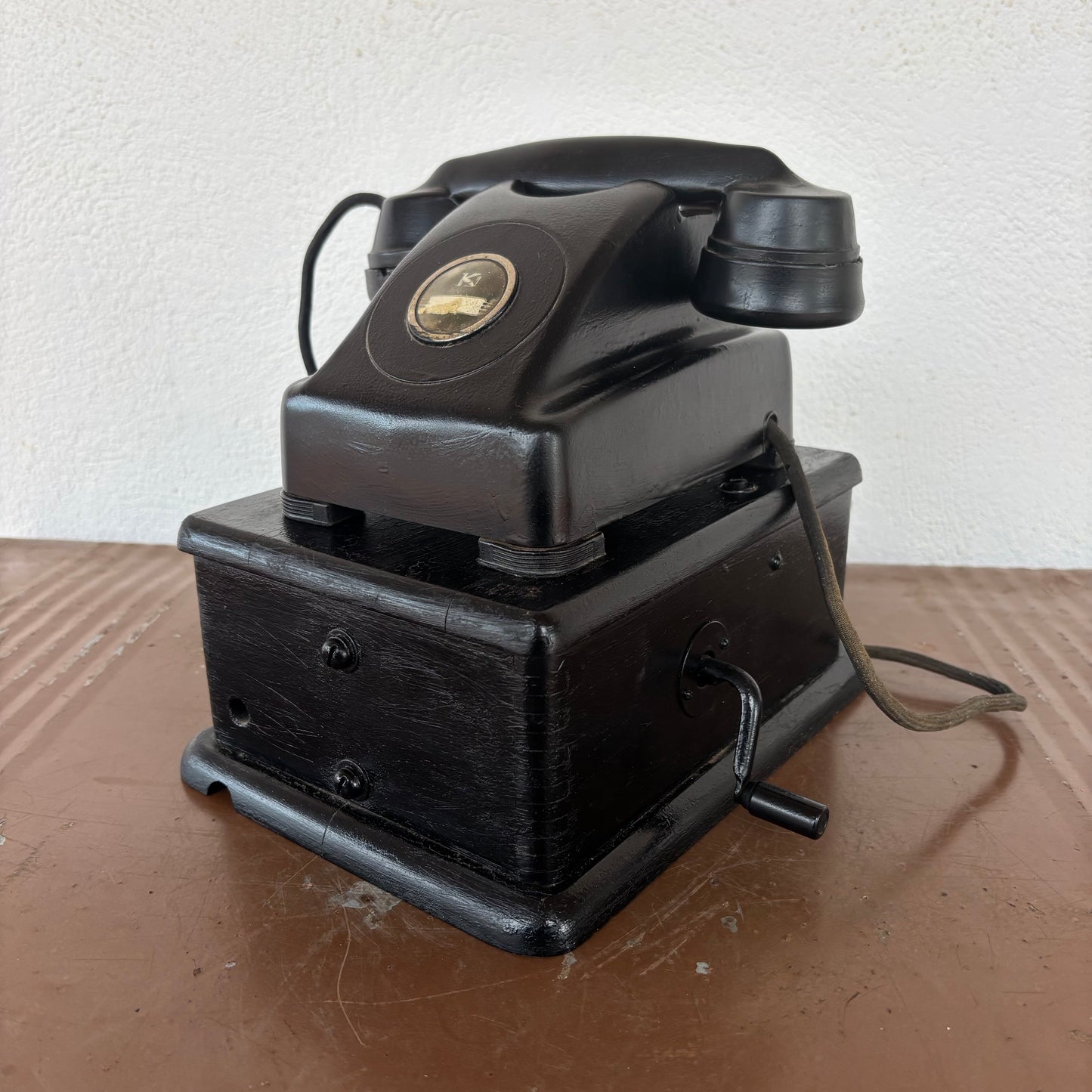 Antique Kellogg Local Battery Magneto Telephone on Original Wooden Generator Box c1930s