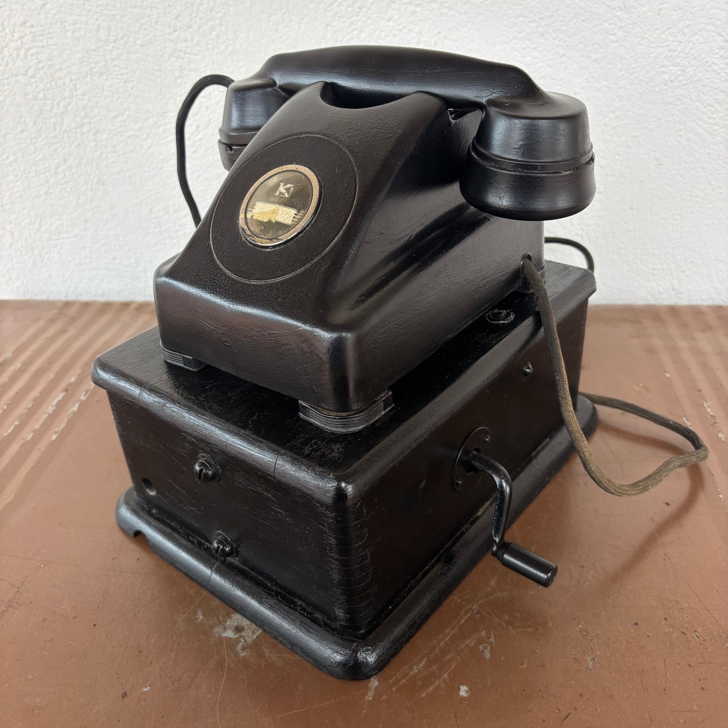 Antique Kellogg Local Battery Magneto Telephone on Original Wooden Generator Box c1930s