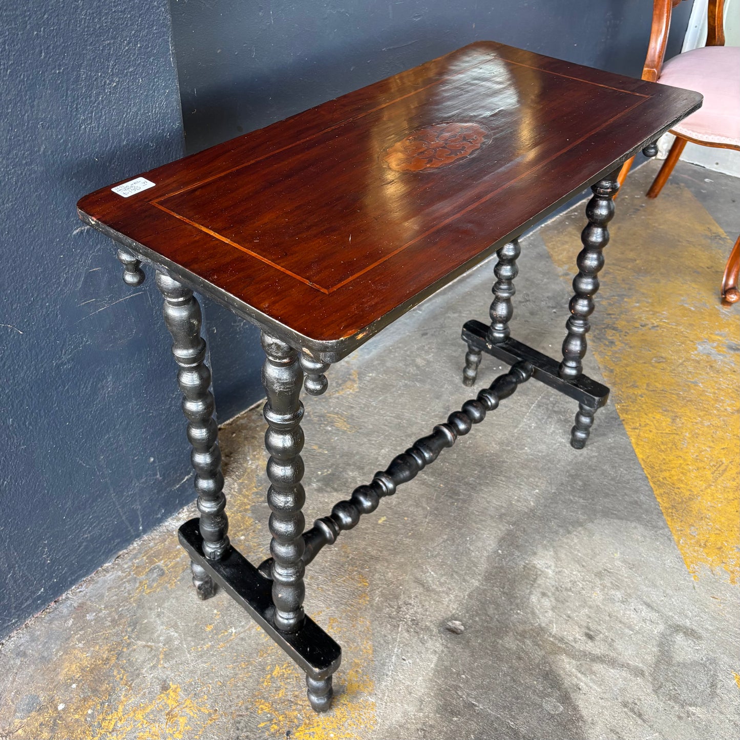 Victorian Inlaid Hall Table with Turned Legs c.1890–1910