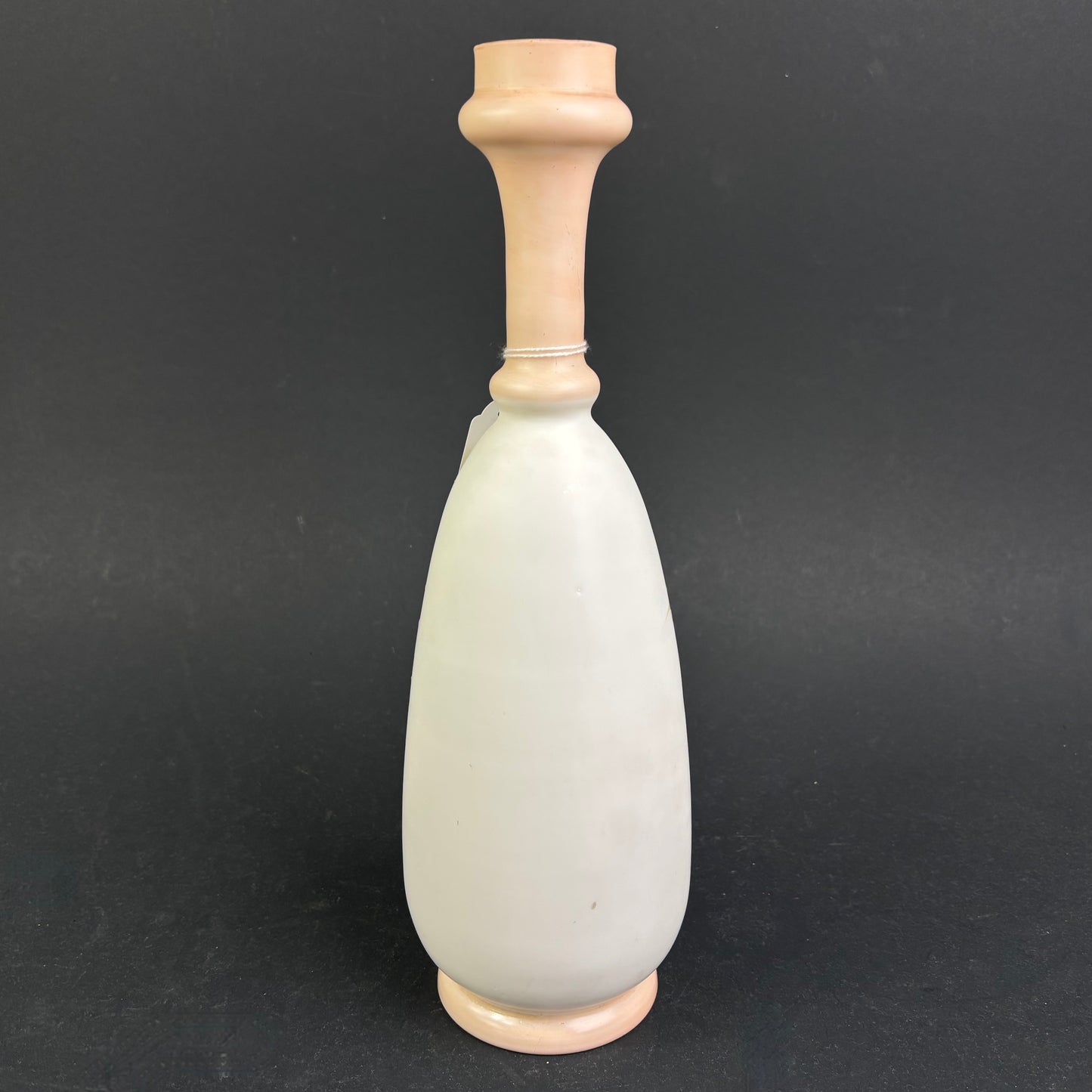 Victorian Satin Cased Art Glass Vase with Hand-Enamelled Feather Decoration c.1890