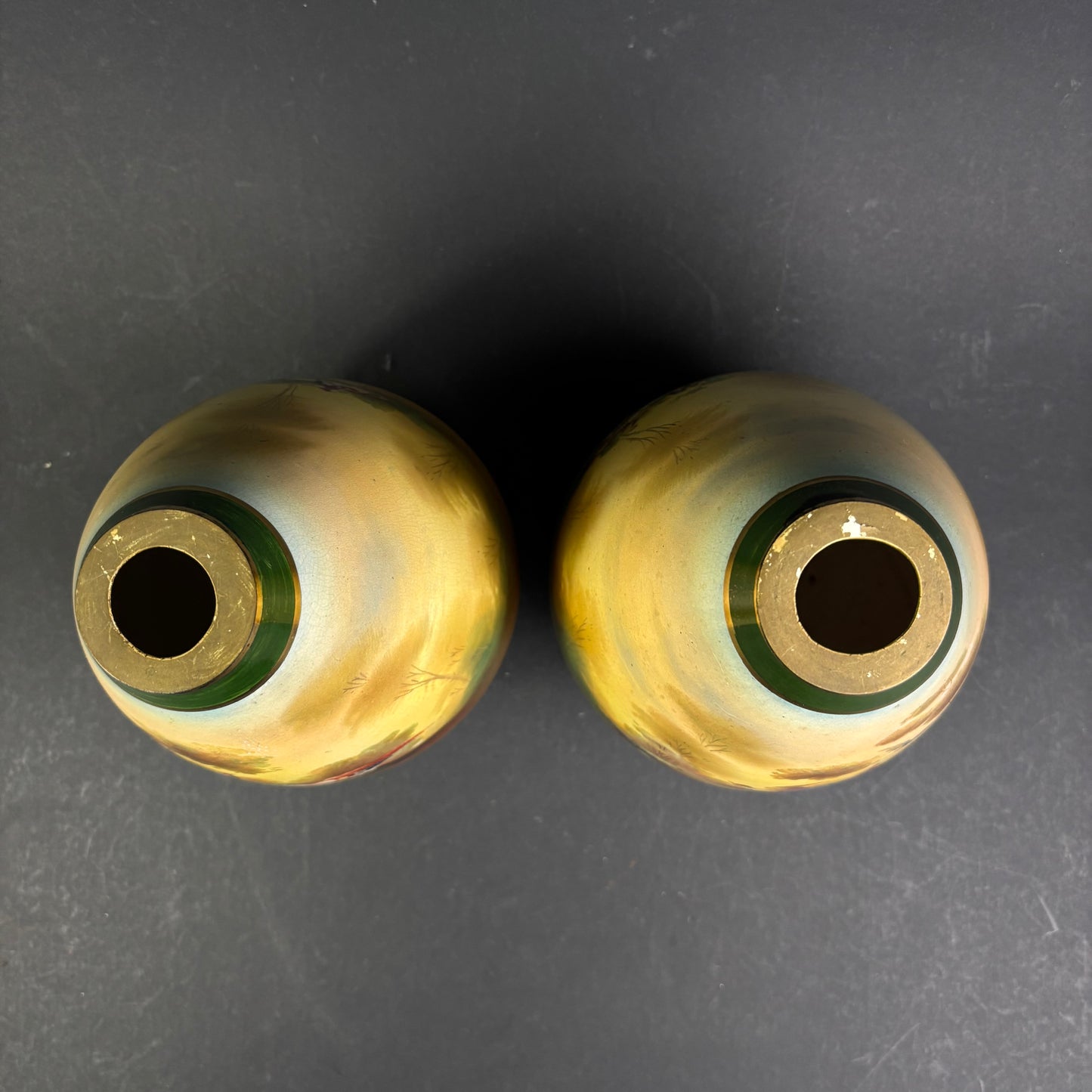 Pair of Victorian Hand Painted Porcelain Cabinet Vases with Game Bird Decoration c.1900