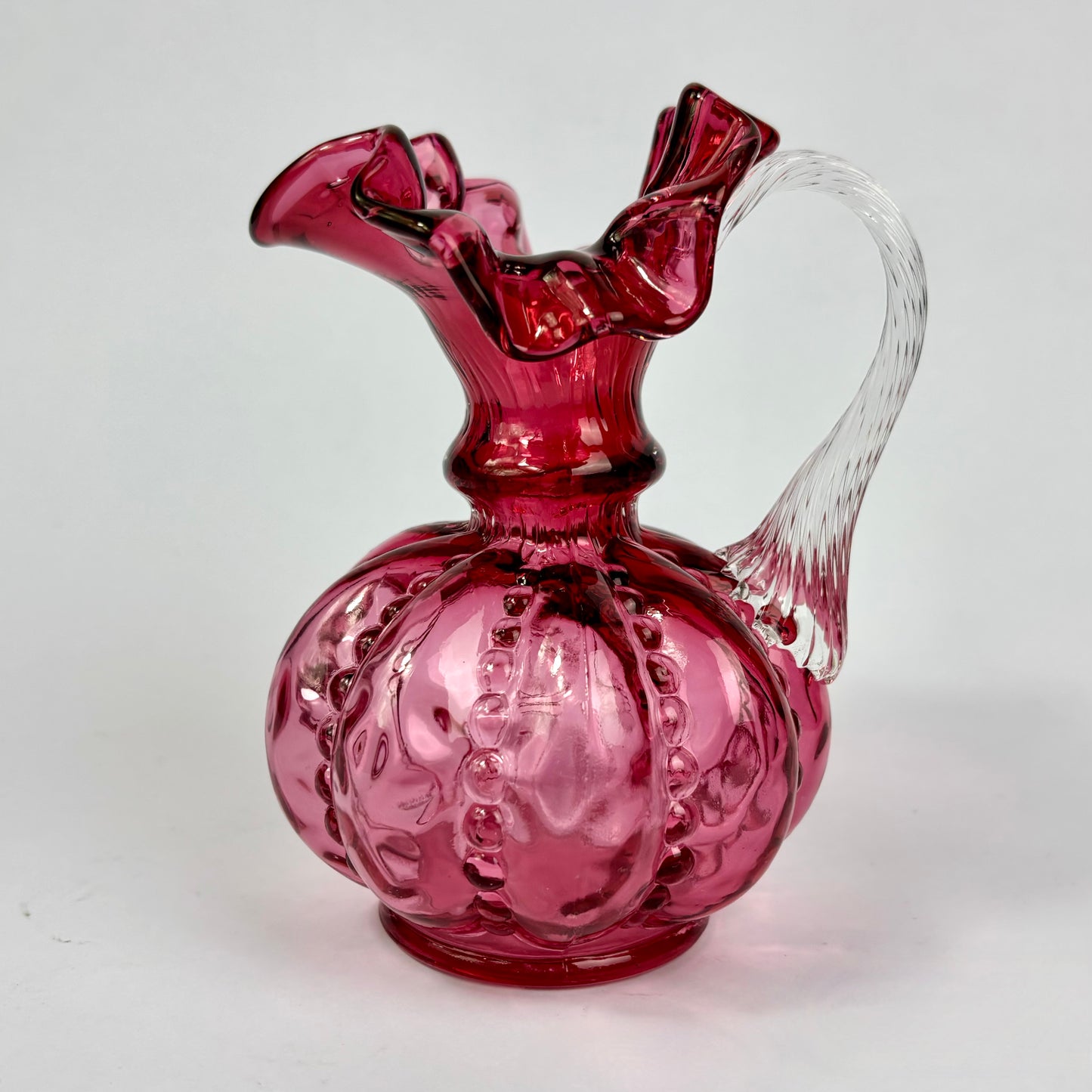 Victorian Cranberry Glass Applied Glass Jug