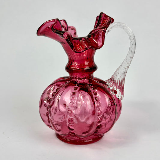 Victorian Cranberry Glass Applied Glass Jug