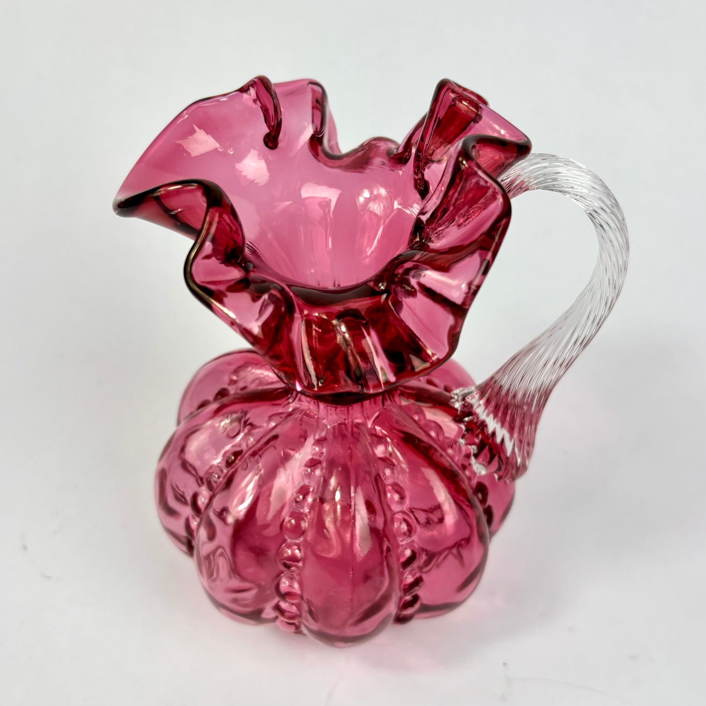 Victorian Cranberry Glass Applied Glass Jug