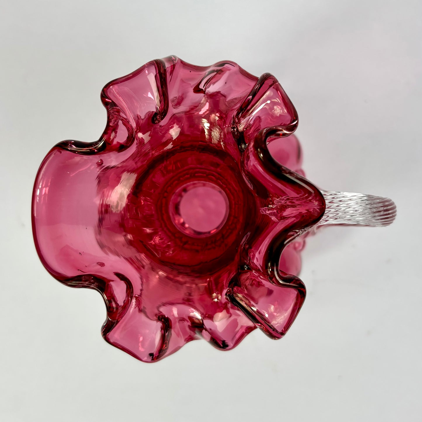 Victorian Cranberry Glass Applied Glass Jug