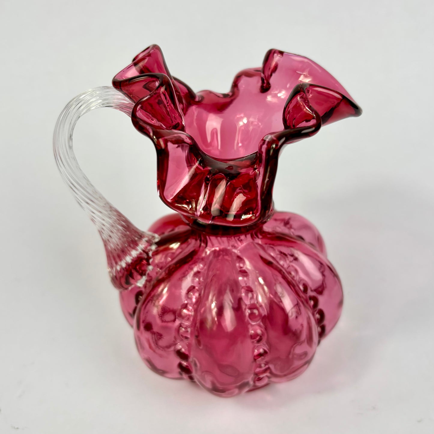 Victorian Cranberry Glass Applied Glass Jug
