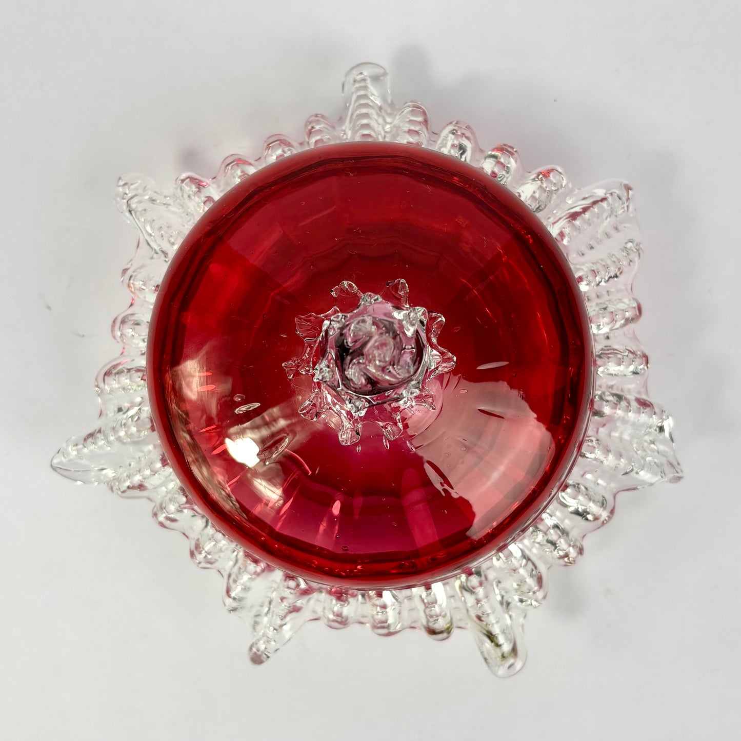 Victorian Cranberry Glass Covered Bonbon Dish c.1880–1900