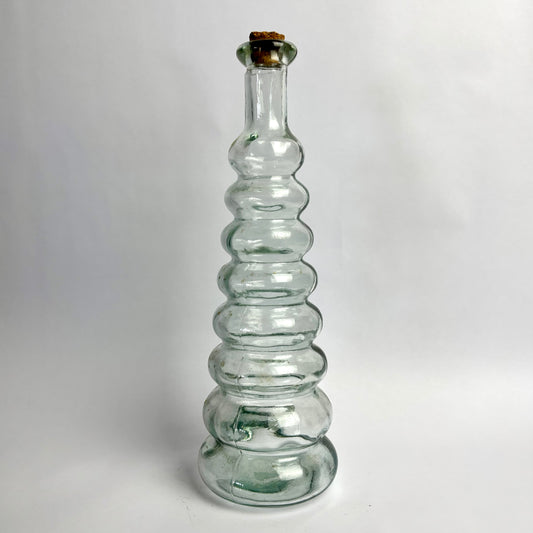 Large Ribbed Glass Decorative Bottle