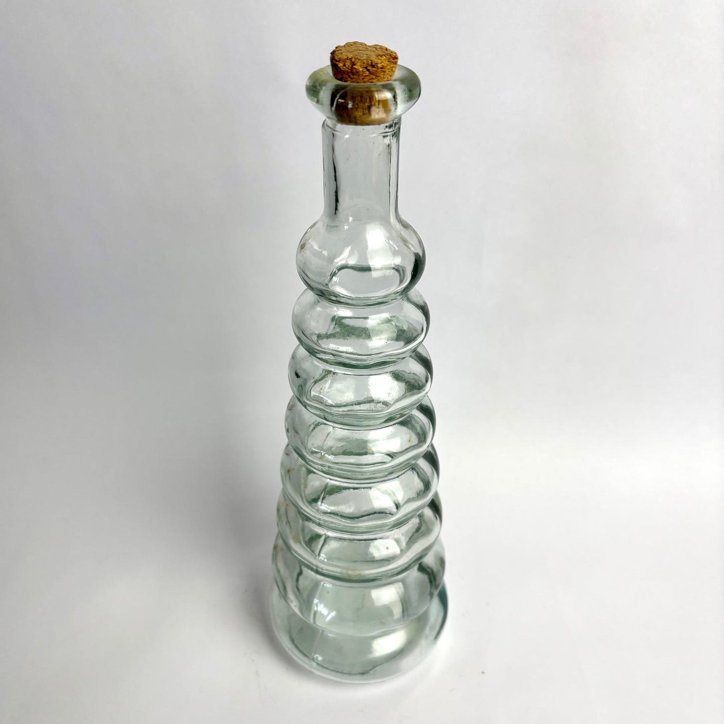 Large Ribbed Glass Decorative Bottle