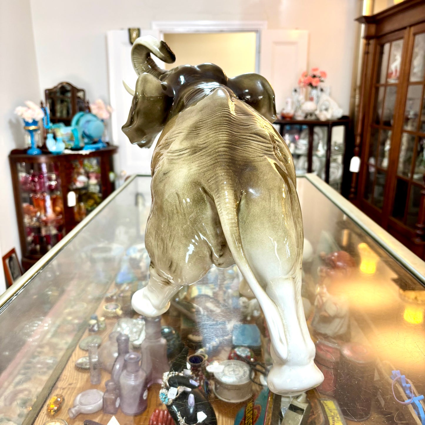 Pair of Royal Dux Porcelain Elephant Figures c.1960 Czechoslovakia