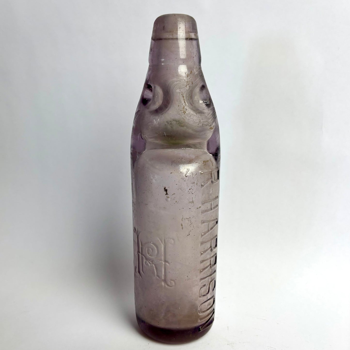 R. Harrison Fitzroy Crown Seal Bottle – Amethyst Glass – RH Monogram – Victoria c1900